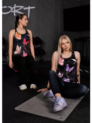 A nők funkcionális tankja a prémium teteje ALTISPORT VOJ/ALW086TIL01 FEKETE/NARANCS