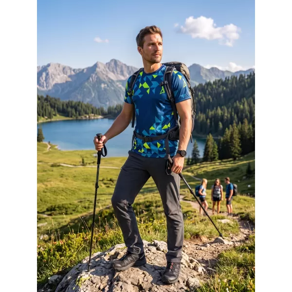  Férfi funkcionális T -piró prémium ALTISPORT VOJ/ALM108TR01 NAVY-NEON SÁRGA 