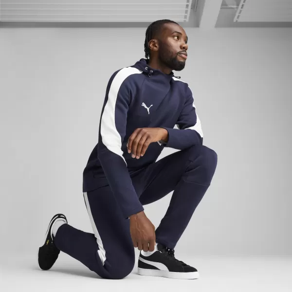  Férfi pulóver PUMA TEAMEVOSTRIPE HOODY 659954_06 PUMA HADITENGERÉSZET/PUMA EZÜST 
