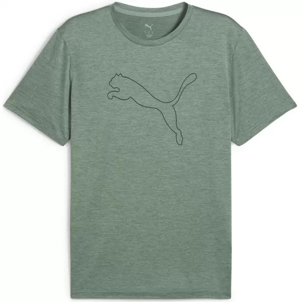  Ing PUMA M TAD ESS HEATHER CAT TEE 525907_30 ZÖLD MOON HEATHER 