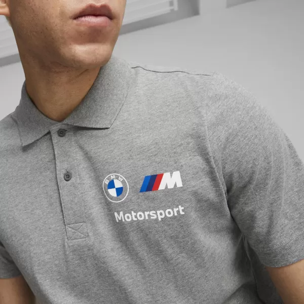  Mens t -phirt gallérral PUMA BMW MMS ESS POLO 621312_03 KÖZEPES SZÜRKE HEATHER 