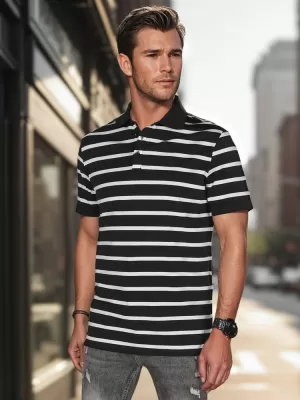 Mens t -phirt gallérral DSTREET PX0636 FEKETE