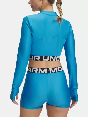 Női póló UNDER ARMOUR HEATGEAR RIB 1/4 ZIP LS 1388692-453 KÉK