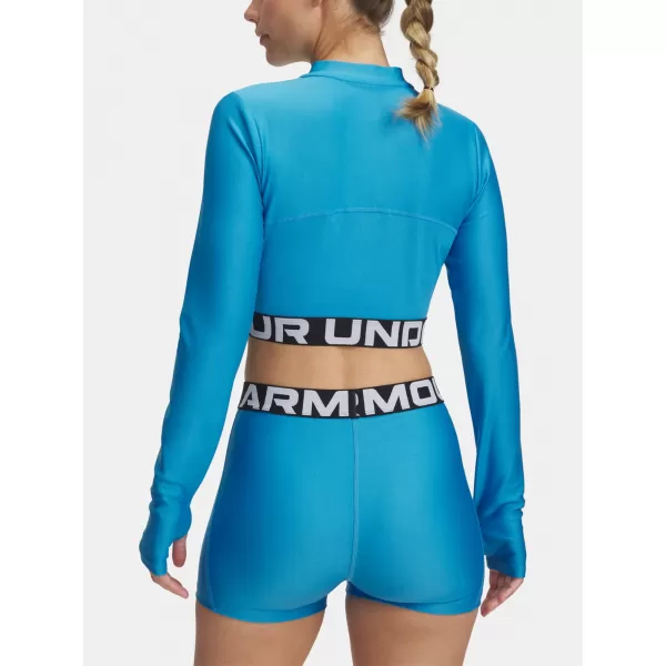  Női póló UNDER ARMOUR HEATGEAR RIB 1/4 ZIP LS 1388692-453 KÉK 