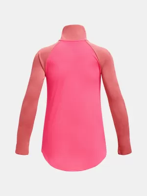 Lányos póló UNDER ARMOUR TECH GRAPHIC 1/2 ZIP 1377586-683 RÓZSASZÍN