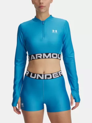 Női póló UNDER ARMOUR HEATGEAR RIB 1/4 ZIP LS 1388692-453 KÉK