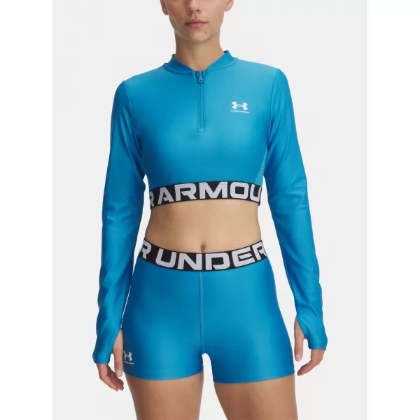  Női póló UNDER ARMOUR HEATGEAR RIB 1/4 ZIP LS 1388692-453 KÉK 
