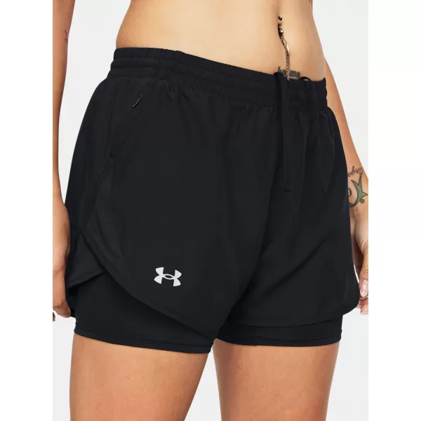  Női rövidnadrág UNDER ARMOUR FLY BY 2-IN-1 SHORTS 1382440-001 FEKETE 