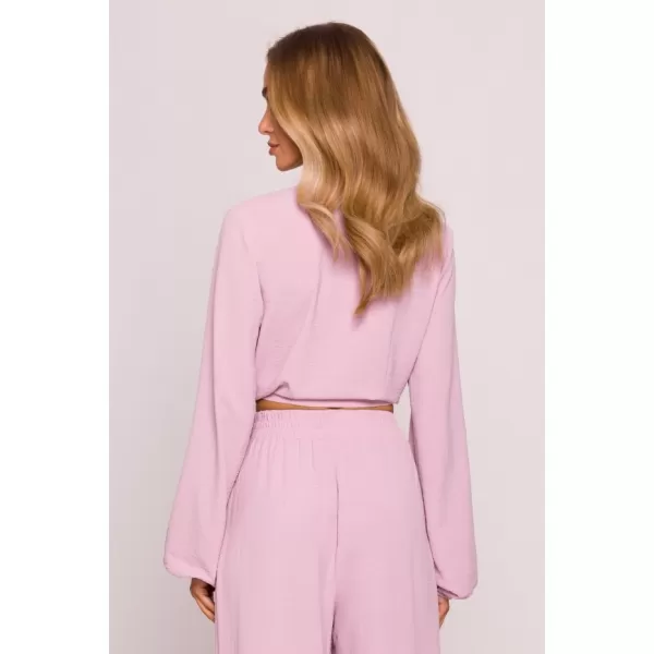  Női crop top MOE M861 KREPP RÓZSASZÍN 