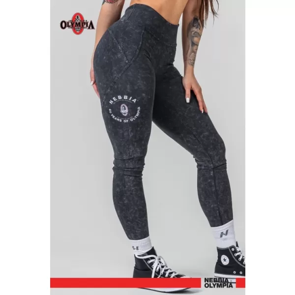  Mosott leggings magas derékkal GYM WARRIOR 776 BLACK Nebbia 