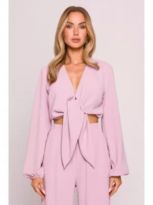 Női crop top MOE M861 KREPP RÓZSASZÍN