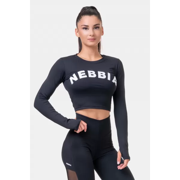  Sports HERO hosszú ujjú crop top 585 BLACK Nebbia 