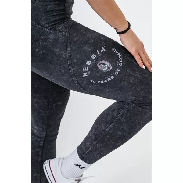  Mosott leggings magas derékkal GYM WARRIOR 776 BLACK Nebbia 