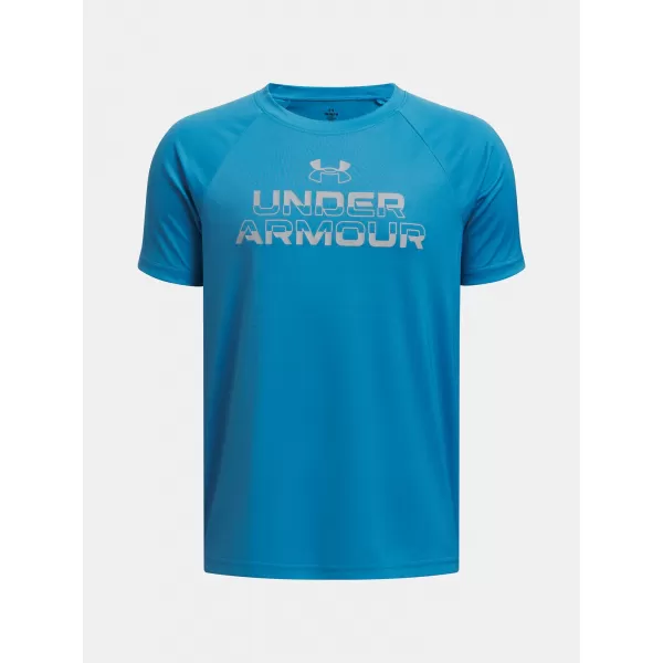  Fiú póló UNDER ARMOUR TECH SPLIT WORDMARK SS 1383010-452 KÉK 