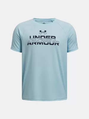 Fiú póló UNDER ARMOUR TECH SPLIT WORDMARK SS 1383010-494 KÉK