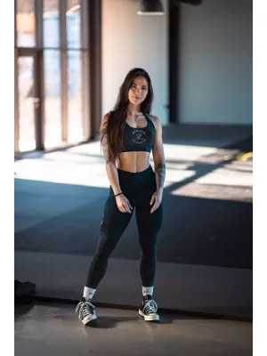 Mosott leggings magas derékkal GYM WARRIOR 776 BLACK Nebbia