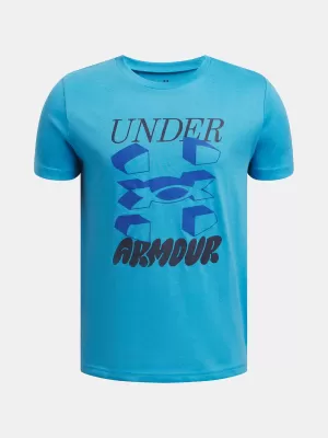 Fiú póló UNDER ARMOUR B SPLIT BIG LOGO SS 1390003-452 KÉK