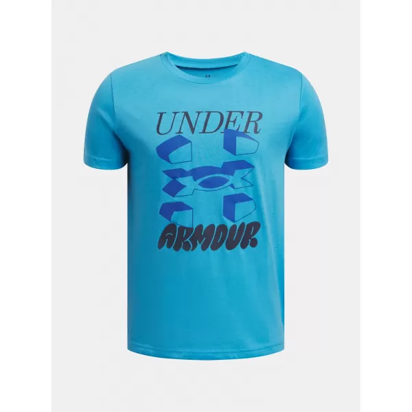  Fiú póló UNDER ARMOUR B SPLIT BIG LOGO SS 1390003-452 KÉK 