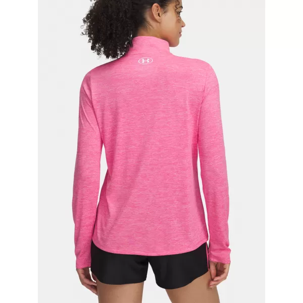  Női póló UNDER ARMOUR TECH 1/2 ZIP- TWIST 1384225-672 RÓZSASZÍN 