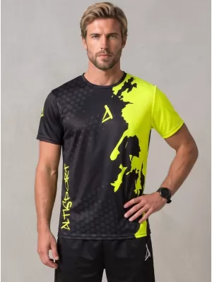 Férfi funkcionális T -piró prémium ALTISPORT VOJ/ALM112TR01 FEKETE-FLUO SÁRGA