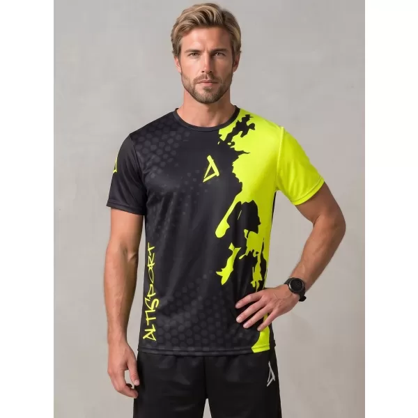  Férfi funkcionális T -piró prémium ALTISPORT VOJ/ALM112TR01 FEKETE-FLUO SÁRGA 
