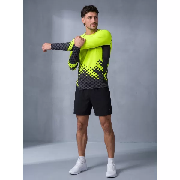  Férfi funkcionális tömörítési T -póló hosszú ujjú prémiummal ALTISPORT VOJ/ALM109TR03 FLUO SÁRGA 