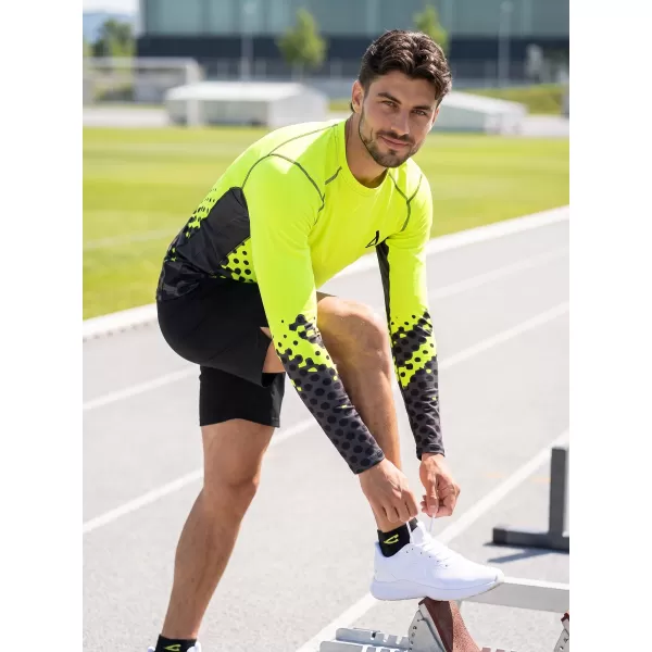  Férfi funkcionális tömörítési T -póló hosszú ujjú prémiummal ALTISPORT VOJ/ALM109TR03 FLUO SÁRGA 