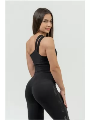 Női sportmelltartó nagy támasztékkal INTENSE Asymmetric 841 BLACK/GOLD Nebbia
