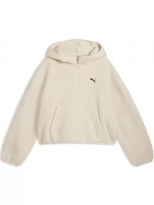 Női pulóver PUMA WARDROBE ESS OVERSIZED POLAR FLEECE HOODIE 632048-87 FEHÉR