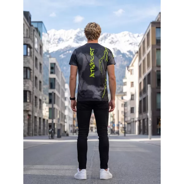  Férfi funkcionális T -piró prémium ALTISPORT VOJ/ALM113TR01 FEKETE-FLUO SÁRGA 
