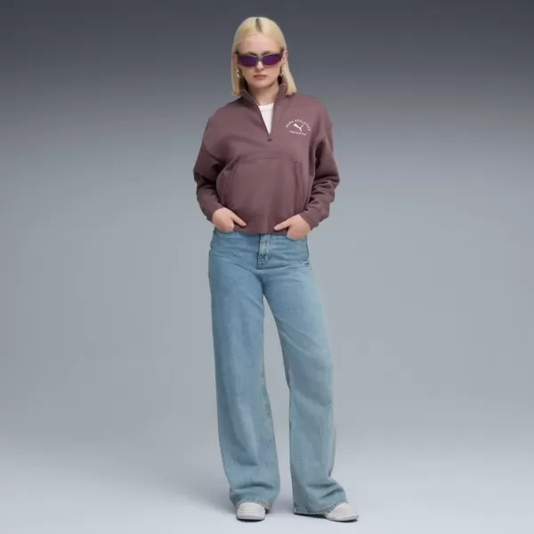  Női pulóver PUMA CLASS COMFORT HALF-ZIP SHORT CREW FL 688138-88 LILA 