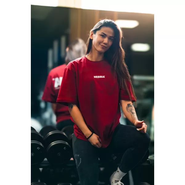  Túlméretezett póló GYM ESSENTIALS 381 DARK RED Nebbia 