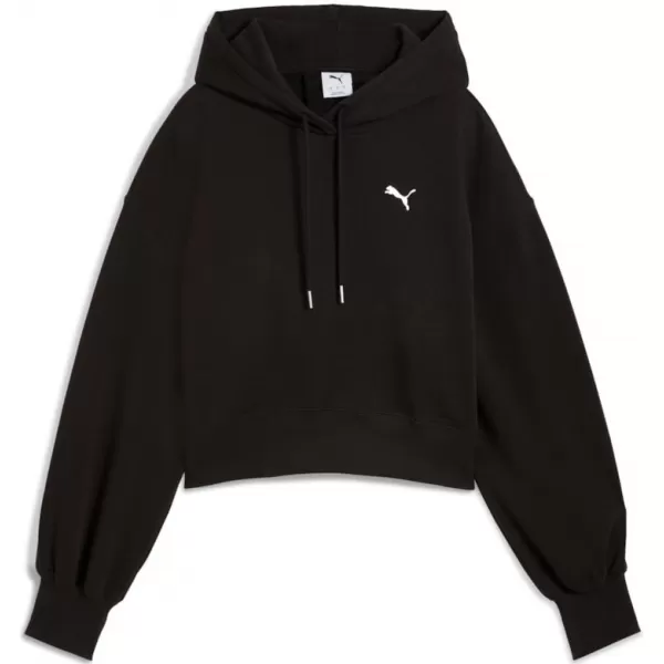  Női pulóver PUMA WARDROBE ESS RELAXED CROPPED HOODIE TR 629746-01 FEKETE 