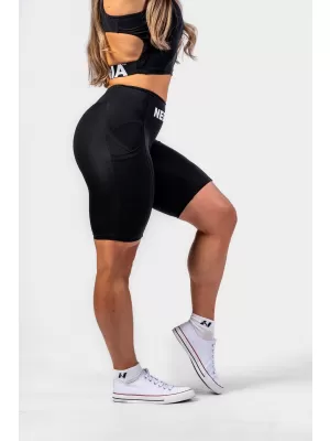 GYM THERAPY 628 BLACK Nebbia 10 hüvelykes magas derekú kerékpáros rövidnadrág
