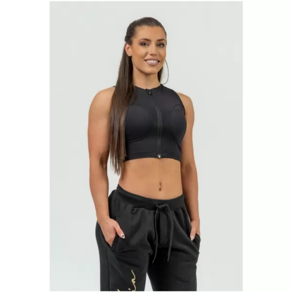  Női crop top magas alátámasztással INTENSE Mesh 842 BLACK Nebbia 