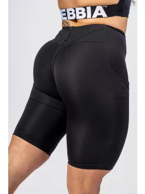 GYM THERAPY 628 BLACK Nebbia 10 hüvelykes magas derekú kerékpáros rövidnadrág