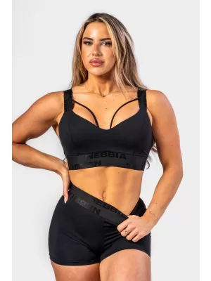 Női sportmelltartó erősítéssel INTENSE Iconic 844 BLACK Nebbia