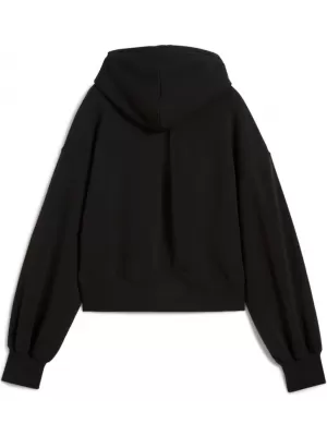 Női pulóver PUMA WARDROBE ESS RELAXED CROPPED HOODIE TR 629746-01 FEKETE