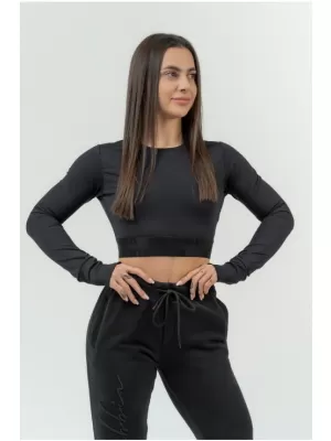 Női crop felső hosszú ujjú INTENSE Perform 839 BLACK Nebbia