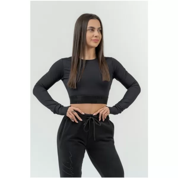  Női crop felső hosszú ujjú INTENSE Perform 839 BLACK Nebbia 