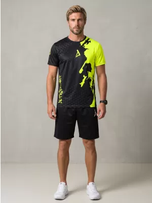 Férfi funkcionális T -piró prémium ALTISPORT VOJ/ALM112TR01 FEKETE-FLUO SÁRGA