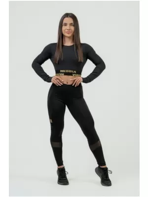 Női crop felső hosszú ujjú INTENSE Perform 839 BLACK Nebbia