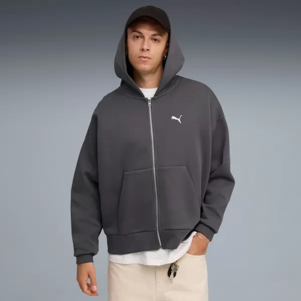  Férfi pulóver PUMA WARDROBE ESS BOXY FULL-ZIP HOODIE DK 632066-44 SZÜRKE 