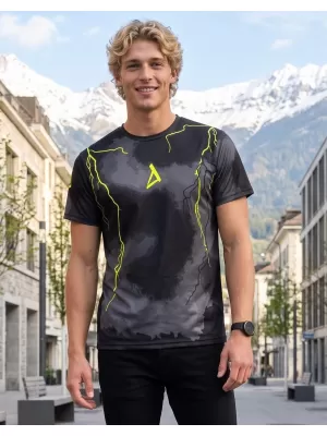 Férfi funkcionális T -piró prémium ALTISPORT VOJ/ALM113TR01 FEKETE-FLUO SÁRGA