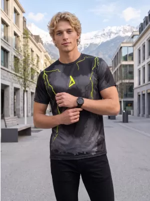 Férfi funkcionális T -piró prémium ALTISPORT VOJ/ALM113TR01 FEKETE-FLUO SÁRGA