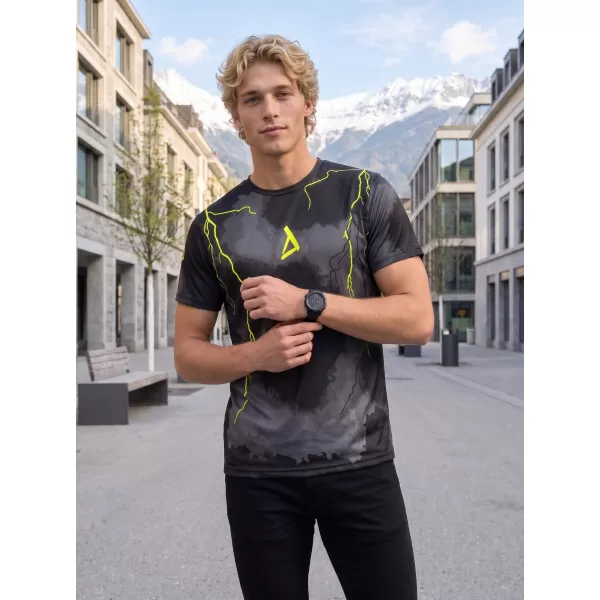  Férfi funkcionális T -piró prémium ALTISPORT VOJ/ALM113TR01 FEKETE-FLUO SÁRGA 