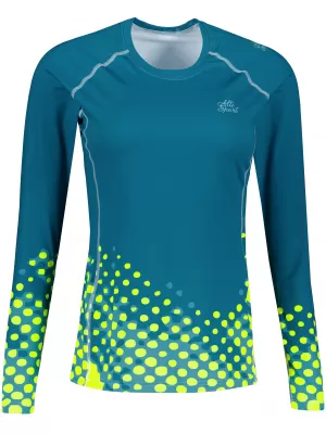 Női funkcionális T -piró hosszú ujjú prémiummal ALTISPORT VOJ/ALW109TR03 SMARAGD/FLUO SÁRGA