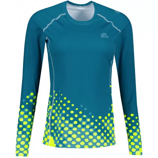  Női funkcionális T -piró hosszú ujjú prémiummal ALTISPORT VOJ/ALW109TR03 SMARAGD/FLUO SÁRGA 