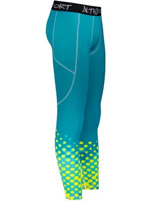 Férfi hosszú prémium sportleggings ALTISPORT VOJ/ALM109LEG01 SMARAGD-FLUO