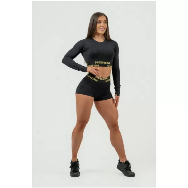  Női crop felső hosszú ujjú INTENSE Perform 839 BLACK/GOLD Nebbia 